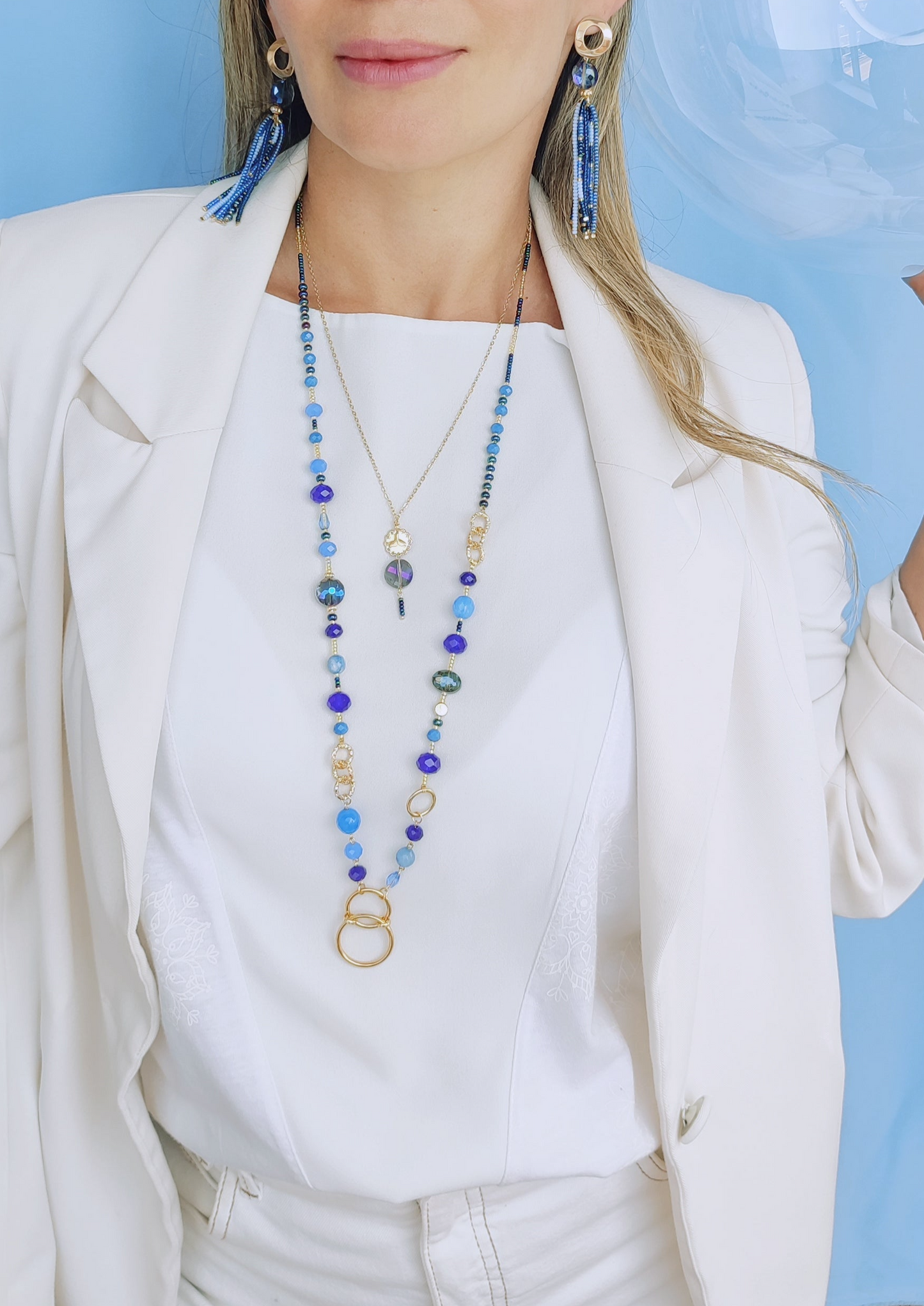 COLLAR DÚO AZULEJO - Mayorista