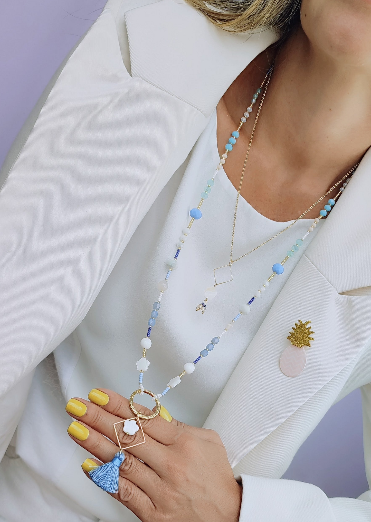 COLLAR DÚO CELESTE - Mayorista