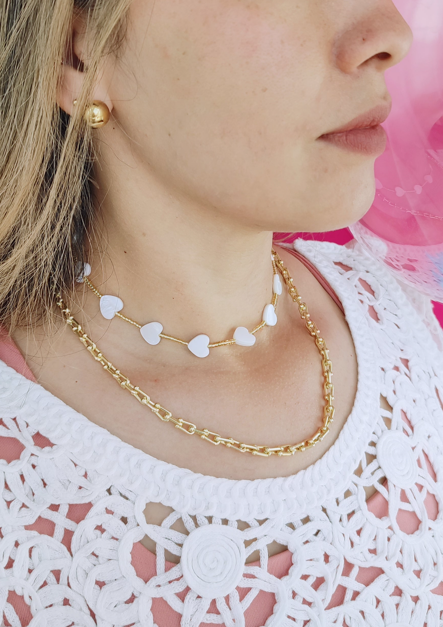 CHOKER CORAZÓN NÁCAR - Mayorista