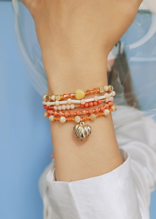 PULSERA SET SALMON - Mayorista