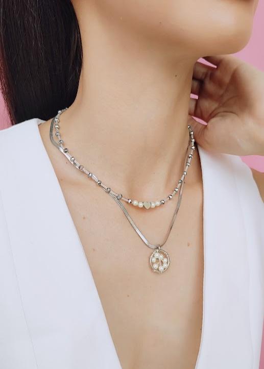 COLLAR DÚO PLATA - Mayorista