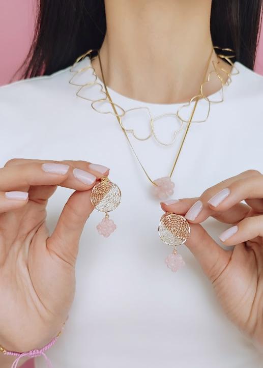 CADENA BOLA CUARZO ROSA - Mayorista