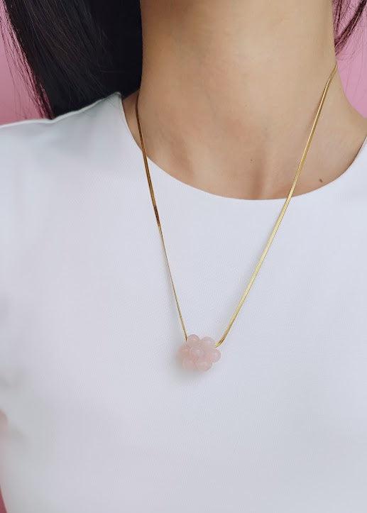 CADENA BOLA CUARZO ROSA