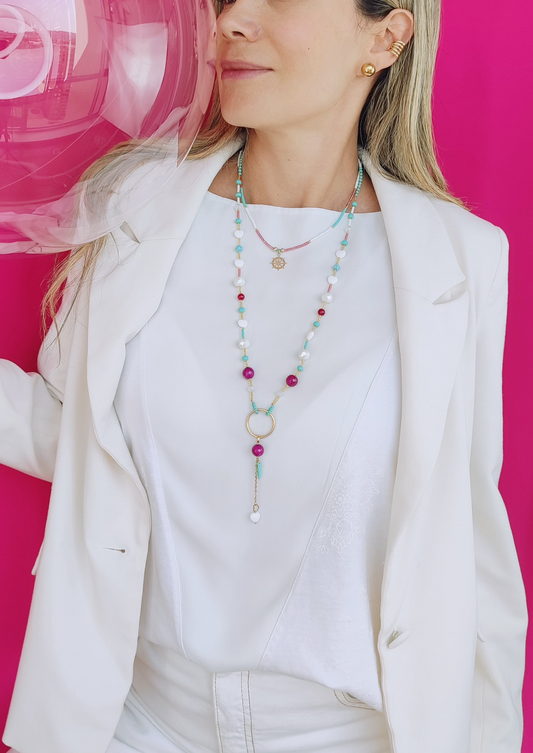 COLLAR FUCSIA WHITE - Mayorista