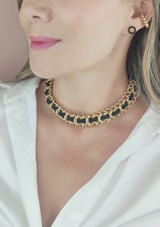 CHOKER CUERO GAMUZADO - Mayorista
